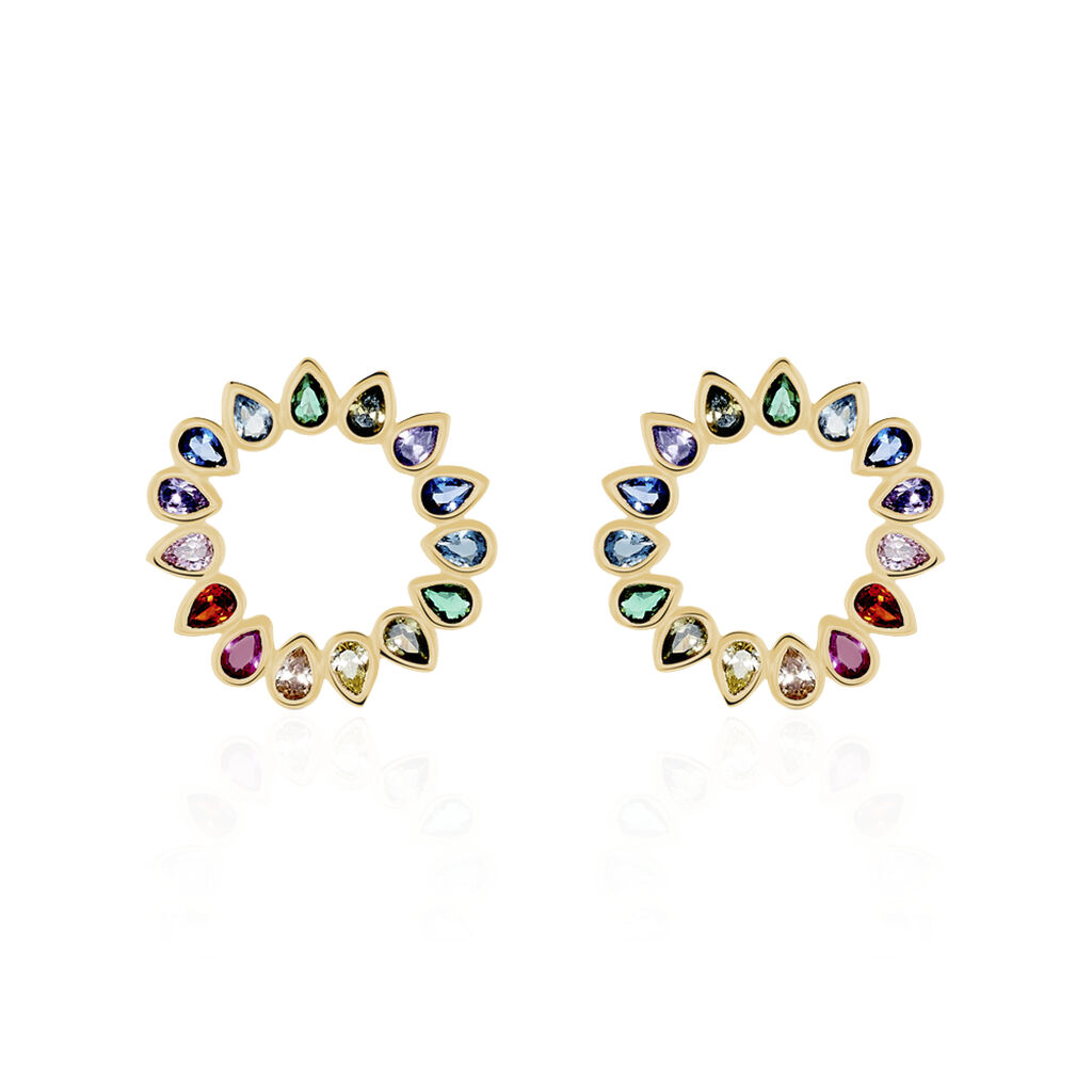 Boucles D'oreilles Pendantes Plaqué Or Jaune Ethem Pierres