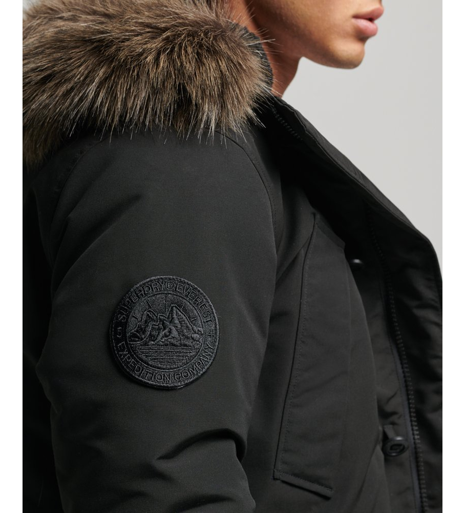 Parka com capuz de pele sintética Superdry Everest, preta