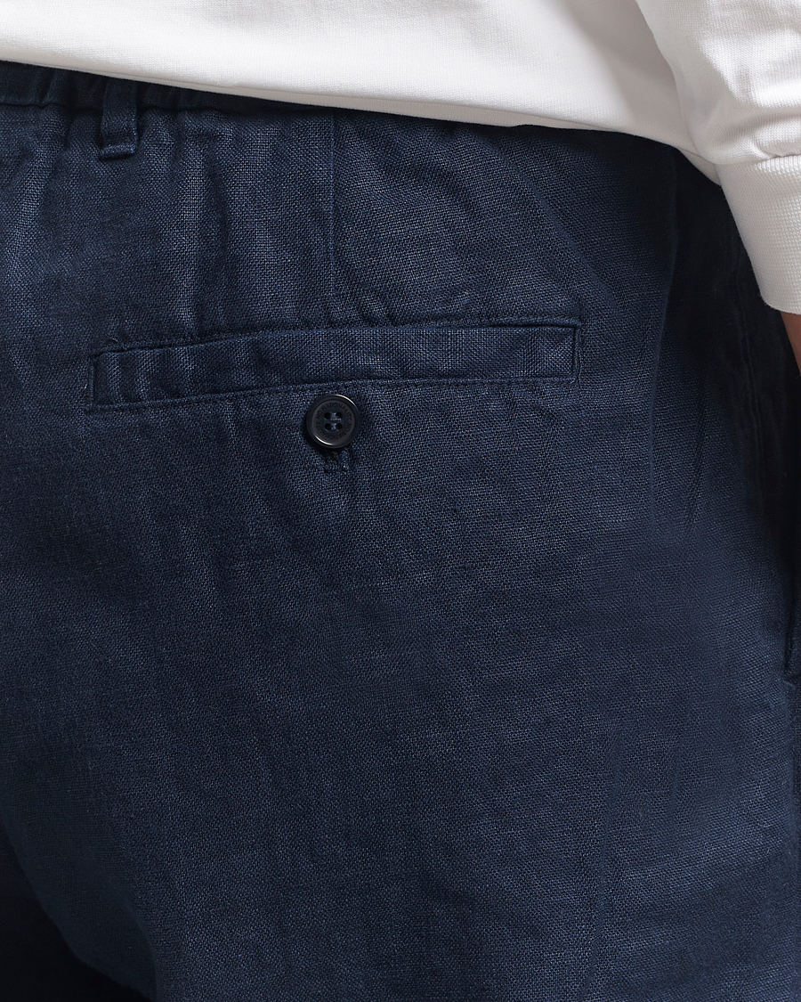 NN07 Billie Linen Drawstring Trousers Navy Blue