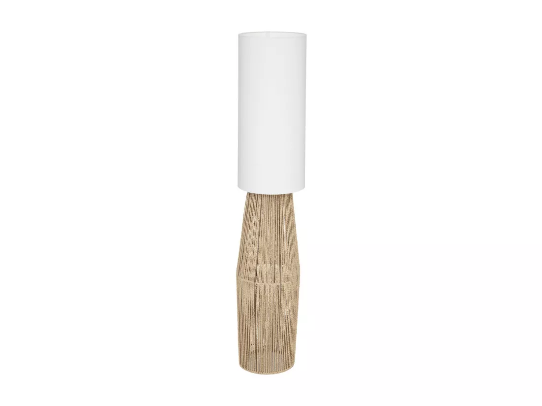 Lampadaire en corde Beige et Abat-jour Blanc H 130 cm