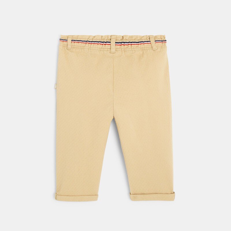 Pantalon twill fantaisie élastiqué beige bébé fille Beige