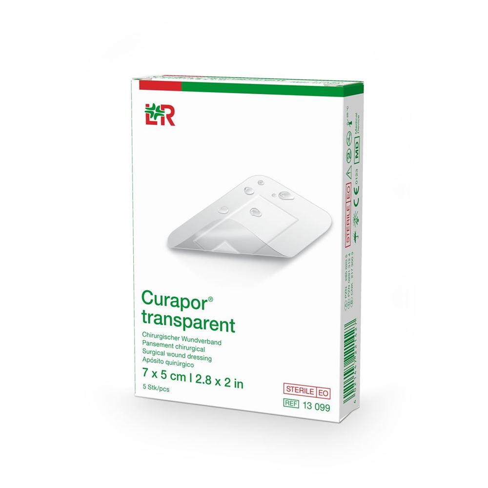 CURAPOR Wundverband<br>5 × 1 Stück, Beutel, 7x5cm, transparent