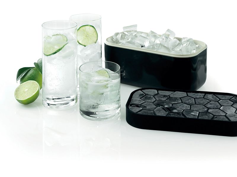 Lékué Eiswürfelbox Schwarz Eiswürfelschale mit dem Eisbox zur Herstellung und Aufbewahrung von Eiswürfeln