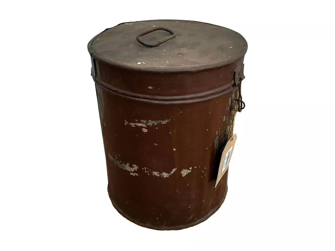 Bidon en metal marron 21x21x26h