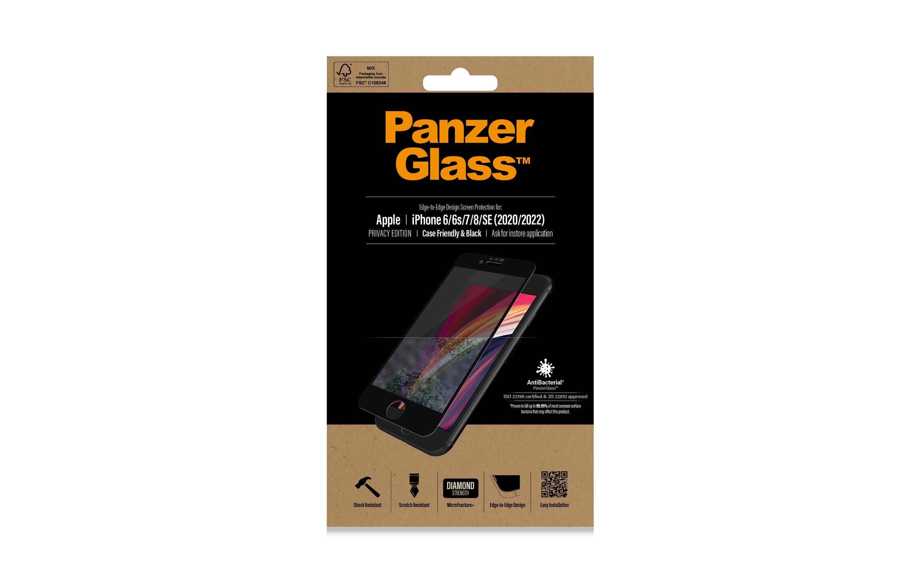Displayschutz Case Friendly Privacy iPhone 6/6S/7/8/SEDisplay-Schutzfolie für das Apple iPhone 6/iPhone 6s/iPhone 7/iPhone 8/iPhone SE (2. Gen. / 2020)/iPhone SE (3. Gen. / 2022)