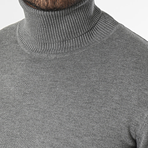 Pull Col Roulé Gris