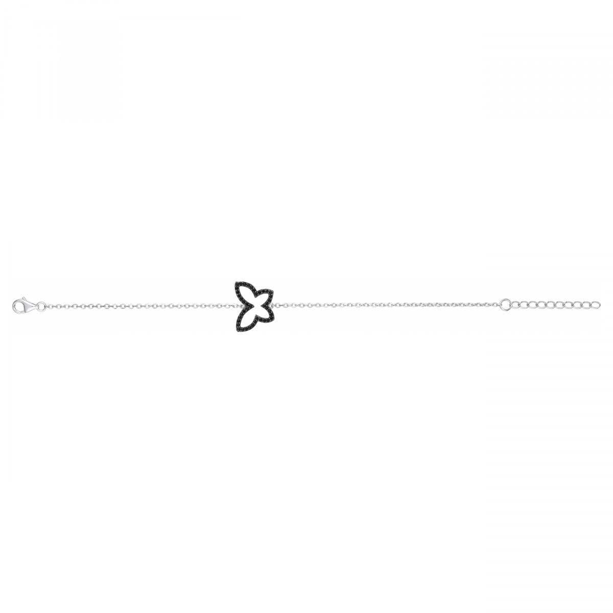 Bracelet souple mono-motif en Argent avec oxyde de zirconium noir