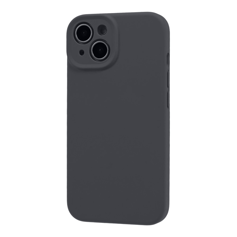 iPhone 15 Silikon Case Hülle mit Kameraschutz - Dunkelgrau