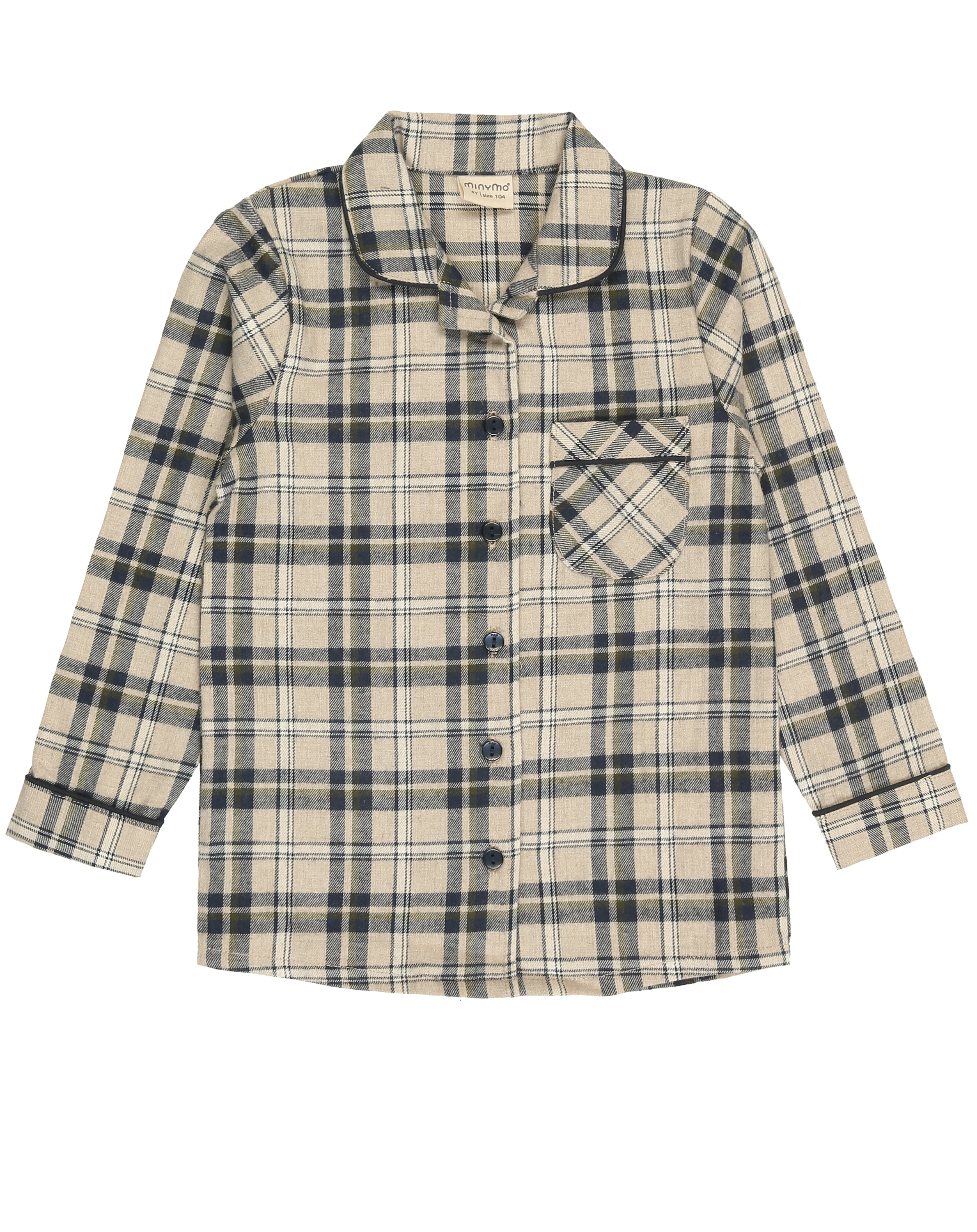Schlafanzug CHECK lang in beige melange