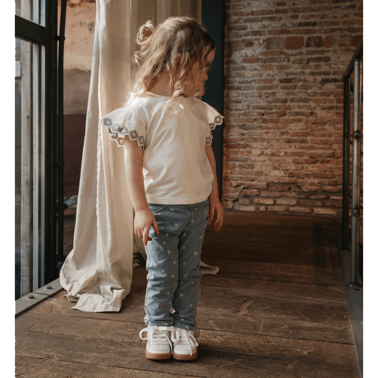 Shoesme wit-gouden sneakertje Leer | Meisjes schoenen