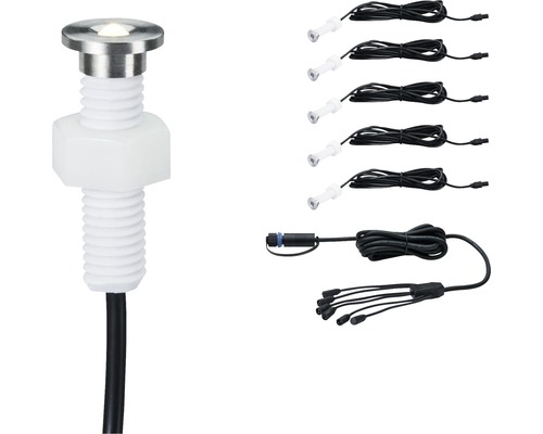 Plug & Shine Inbouwspot Verlengset IP67 5x0,22W 3 lm 3000K MicroPen II zilver 230/24V 5 stuks