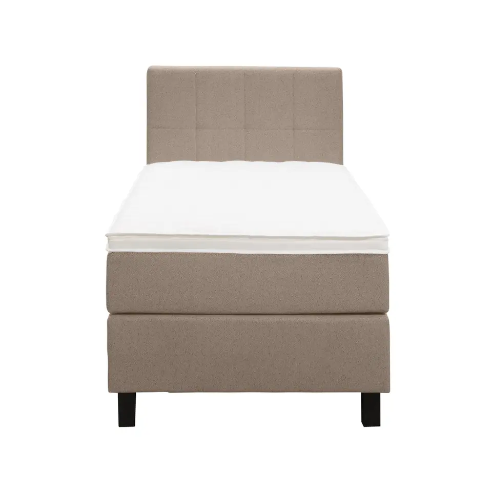 Boxspring Liv geblokt - beige - 90x200 cm - vierkante poot