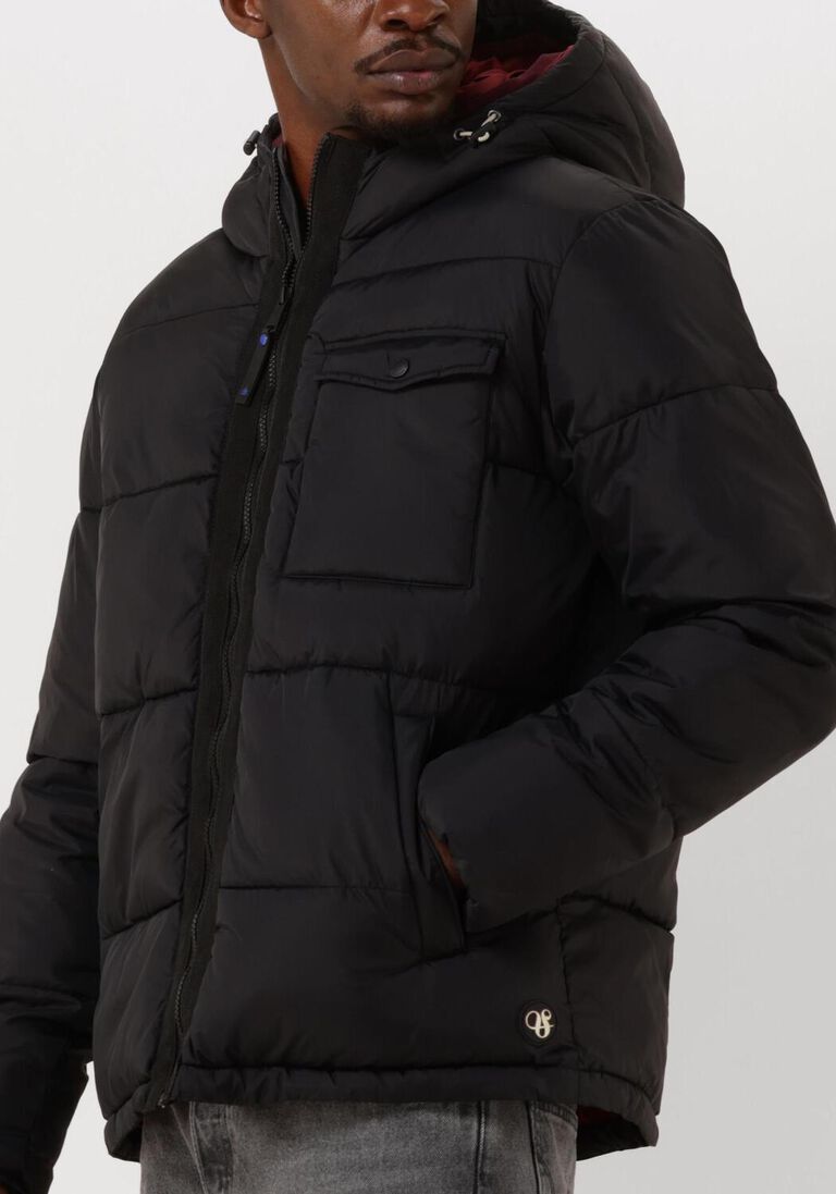 SCOTCH & SODA zwarte scotch & soda gewatteerde jas hooded puffer jacket