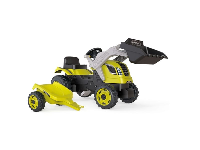 Smoby Traktor Farmer Max mit Anhänger Baggerlader für Kinder