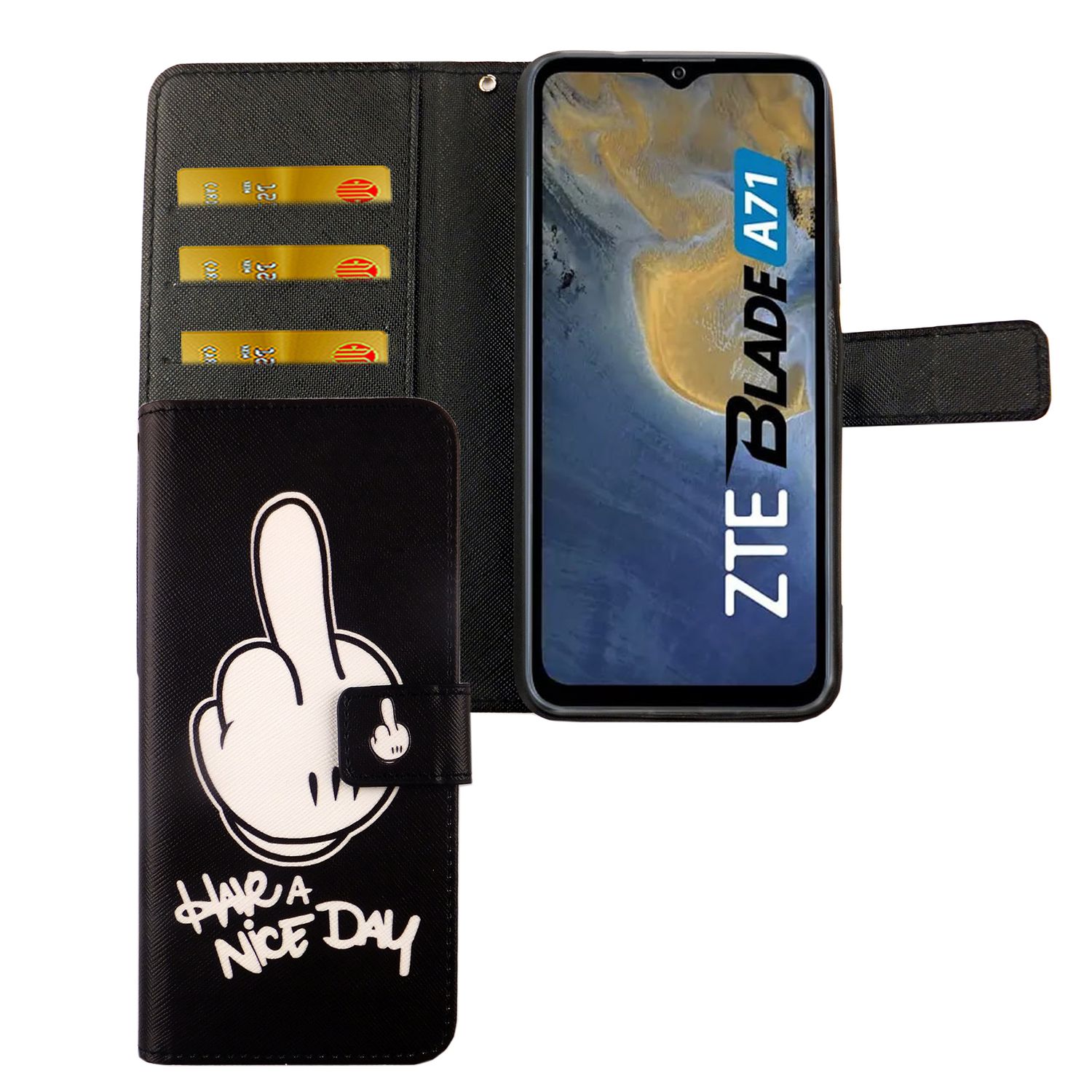 Handyhülle für ZTE Blade A71 Case Cover Schutztasche Schutzhülle Bookstyle Neu