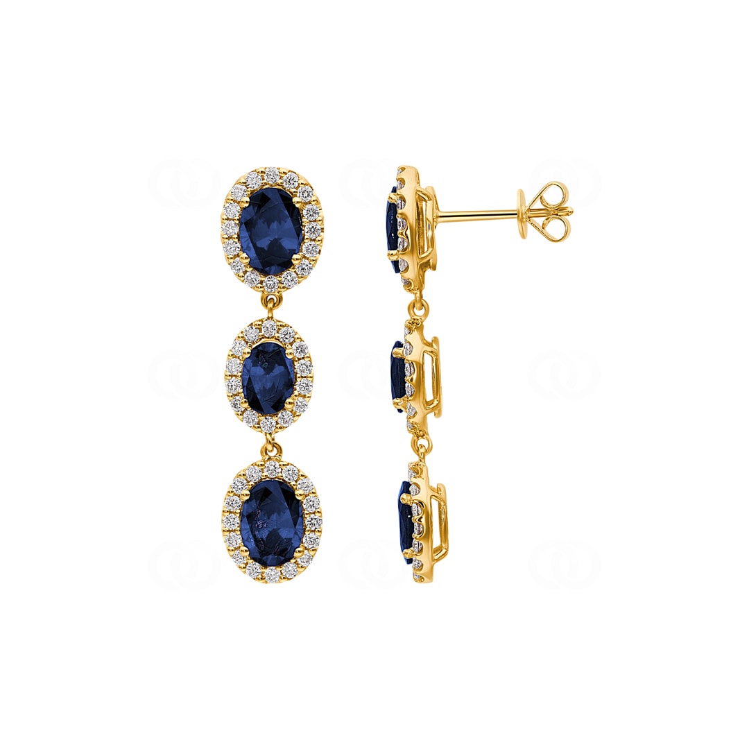 Ohrhänger 750/18 K Gelbgold mit Saphiren & Diamanten 0.89 ct H/si