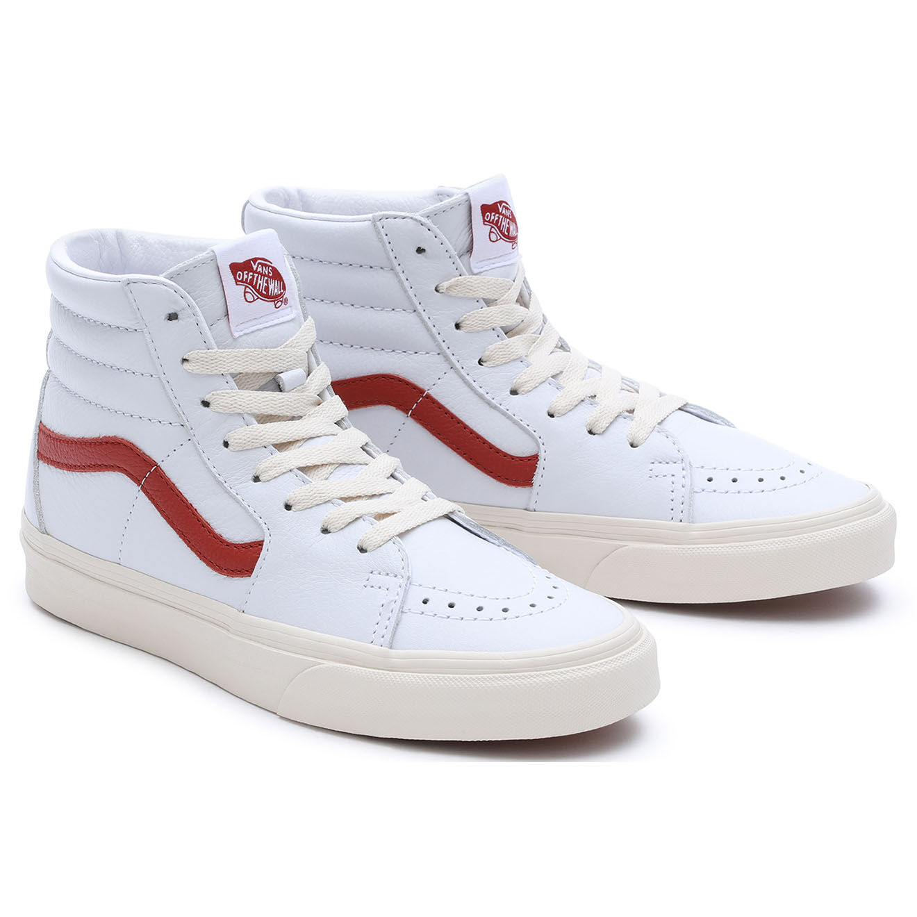 Vans Baskets en Cuir SK8-Hi blanc/rouge