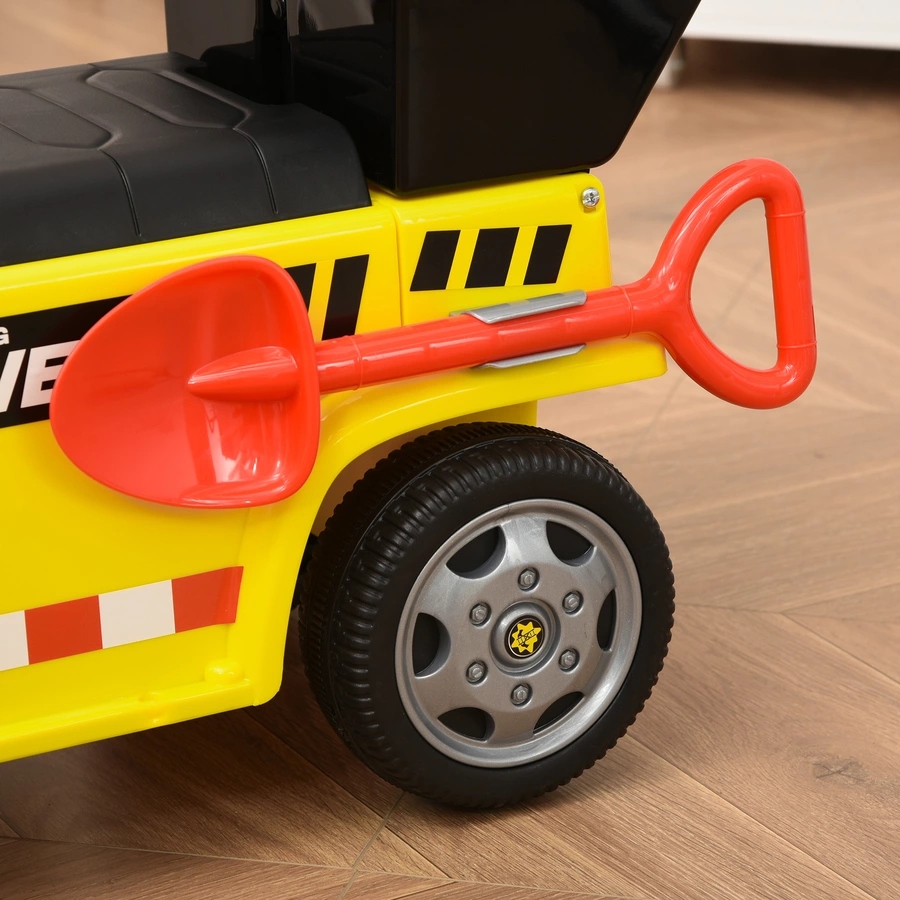 HOMCOM Kinder Rutscherauto mit Musik, Scheinwerfern und Alarmtönen Gelb