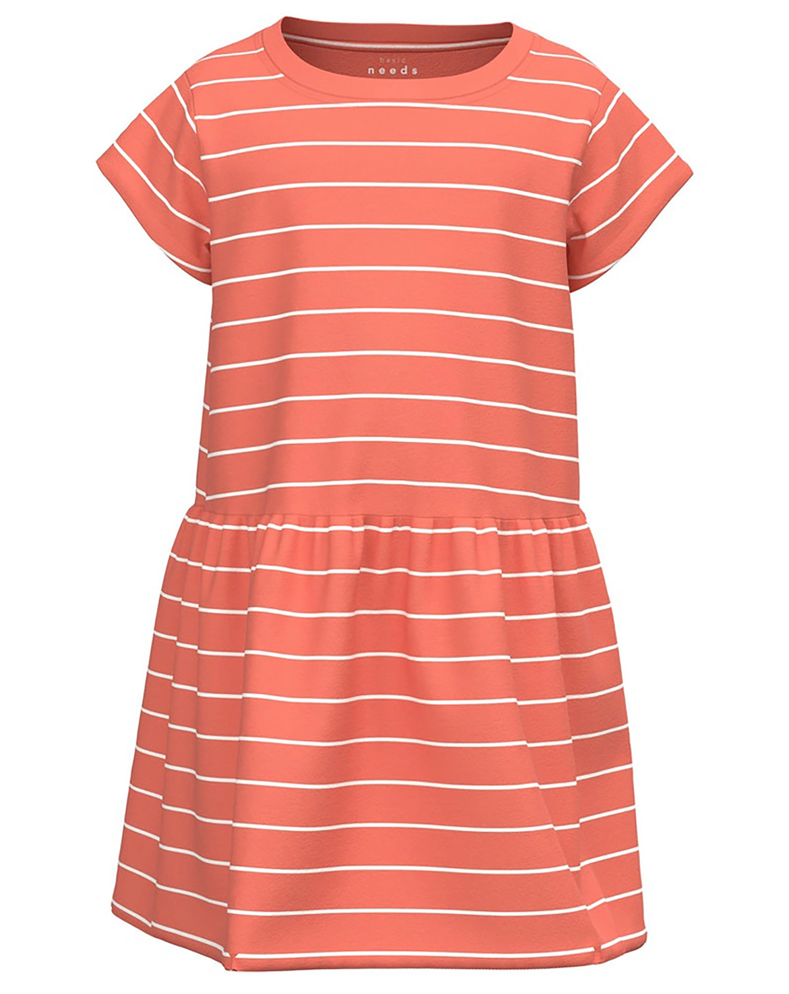 Kurzarmkleid NMFVAMAJA gestreift in coral