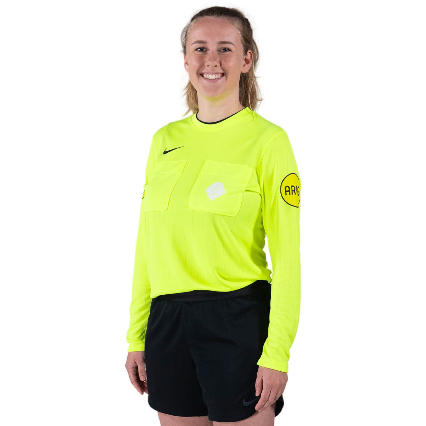 Nike KNVB Scheidsrechterstenue Lange Mouwen 2024-2026 Dames Neongeel Zwart