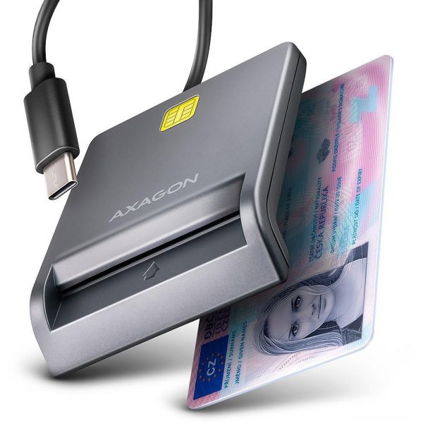 AXAGON Leitor de cartões USB-C Smart card FlatReader