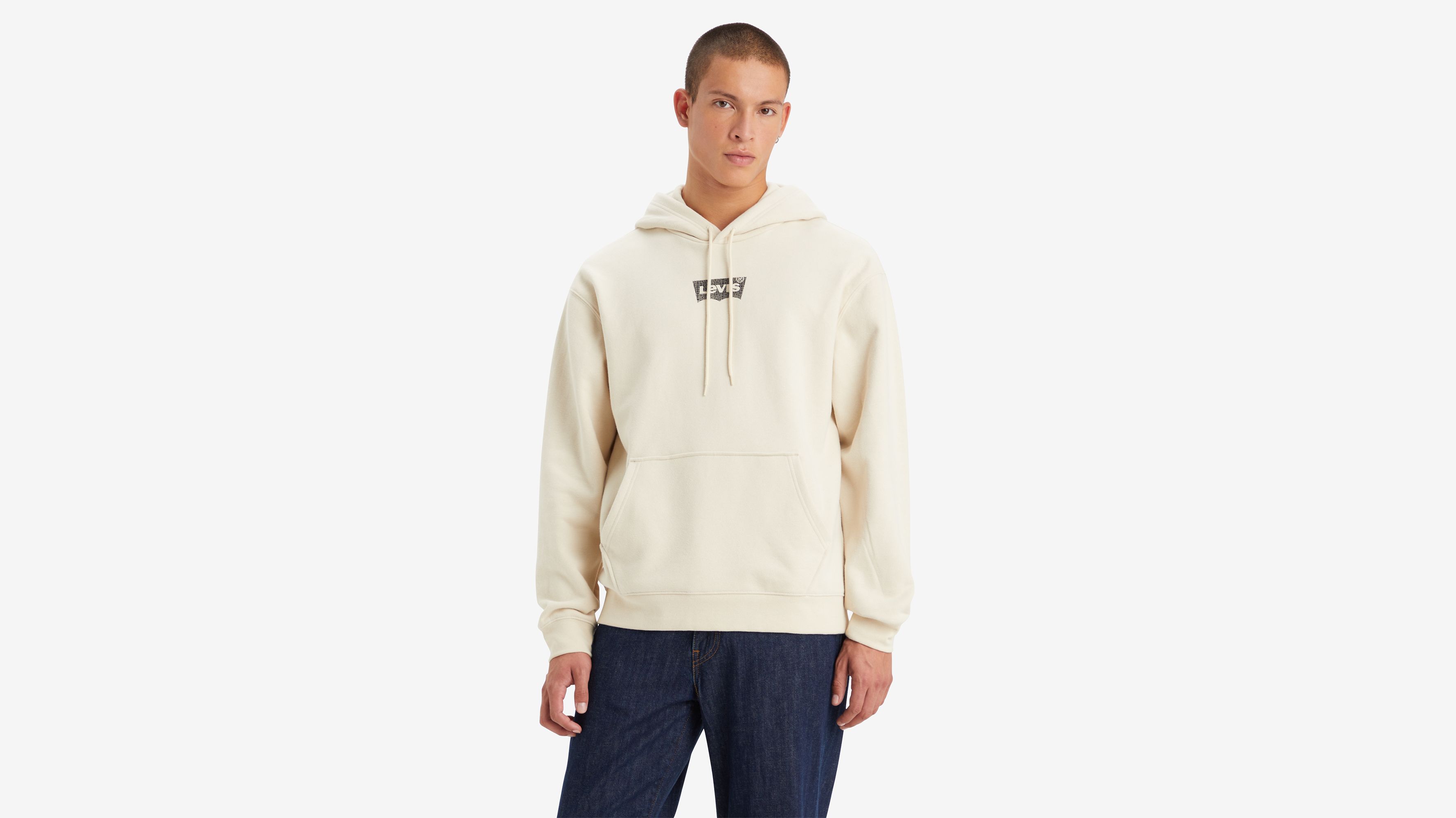 Sweat à capuche graphique Relaxed - Batwing Hoodie Fog - Beige