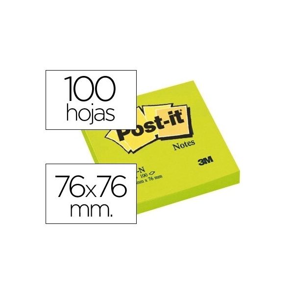 Post-it Bloco Adesivo 76x76MMS 100 Fls Verde