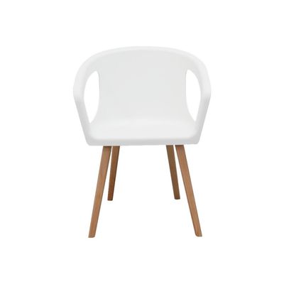 Chaise ONENNA - pieds bois - accoudoirs intégrés - coque blanche