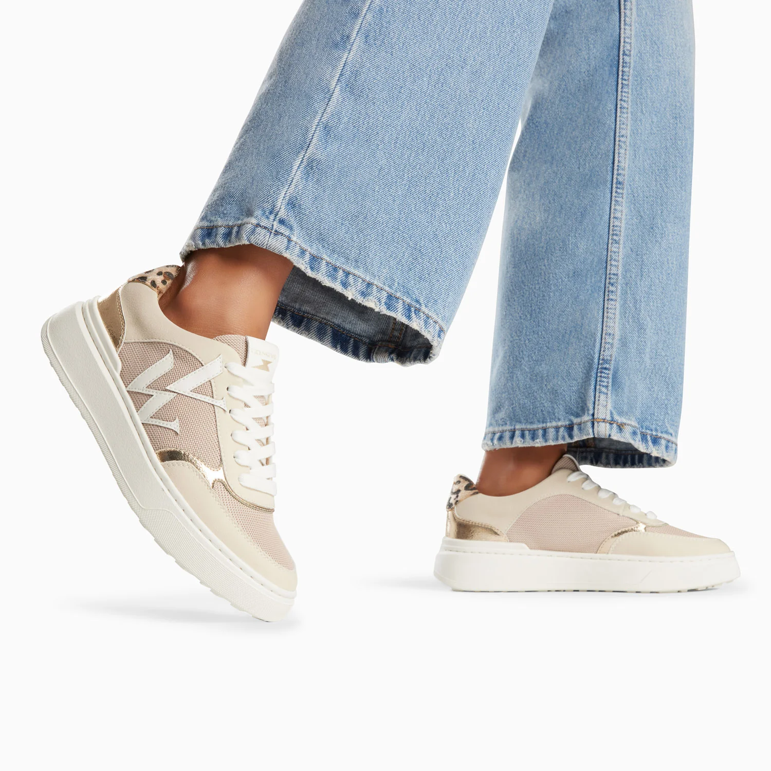 Sneakers-Baskets monogramme Valentine beiges