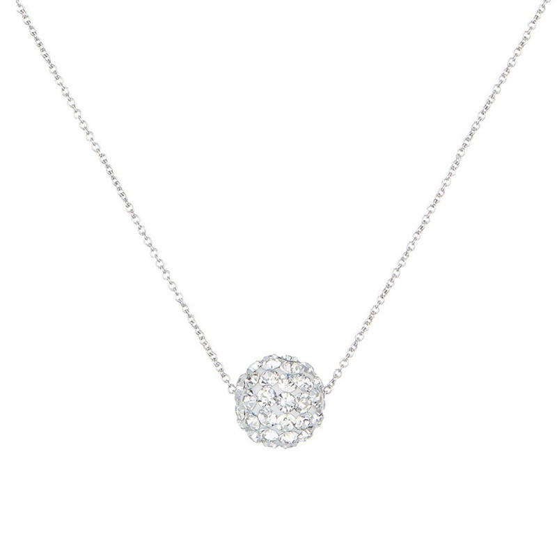 Collier Or Blanc et oxydes de zirconium Blancs 