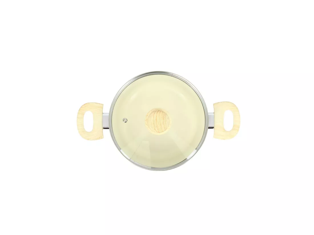 Menastyl - Faitout 20cm Colorama Creme- En Aluminium - Revetement Antiadhesif En Ceramique