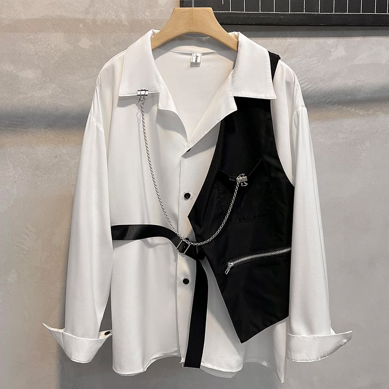 Whyessa - Vest met lange mouwen en kettingdetail