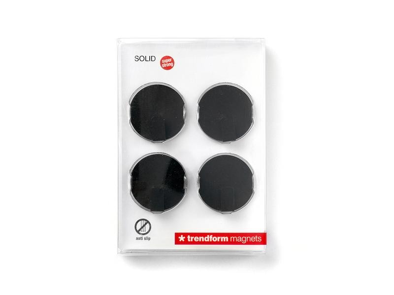 Trendform Hakenmagnet Solid 4er Set, Schwarz Starker Magnet mit Haken