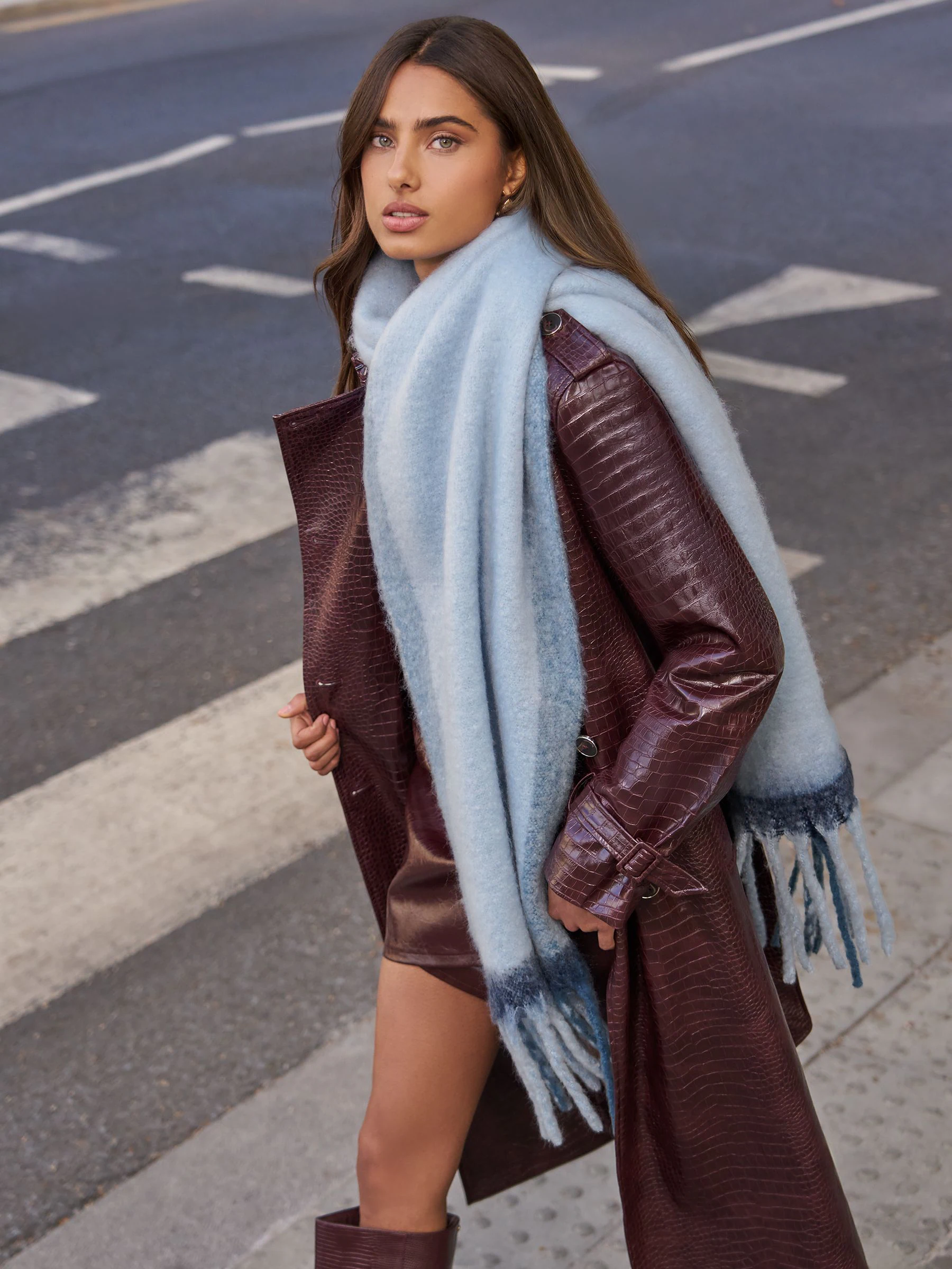 Blauw - Lipsy Cosy geborstelde sjaal