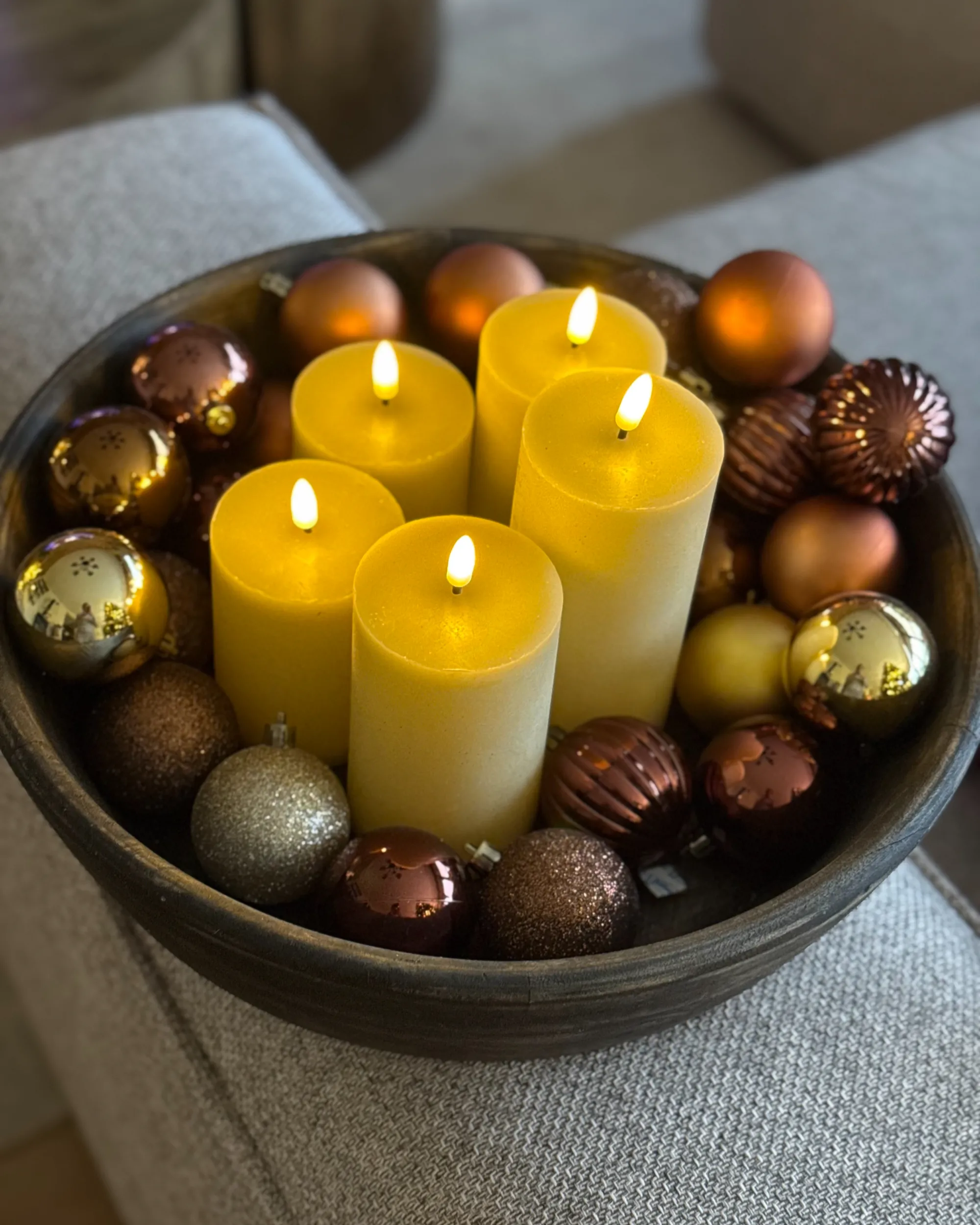 Set van 6 LED kaarsen BRAISE 10/13/15 cm Beige