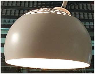 SalesFever Steh-Lampe weiß lackiert mit Dimmer und Fuß aus Marmor 205x170 cm | Big Mess | Steh-Leuchte groß mit kugelförmigen Lampenschirm | Bogen-Lampe für Wohnzimmer 205cm x 170cm