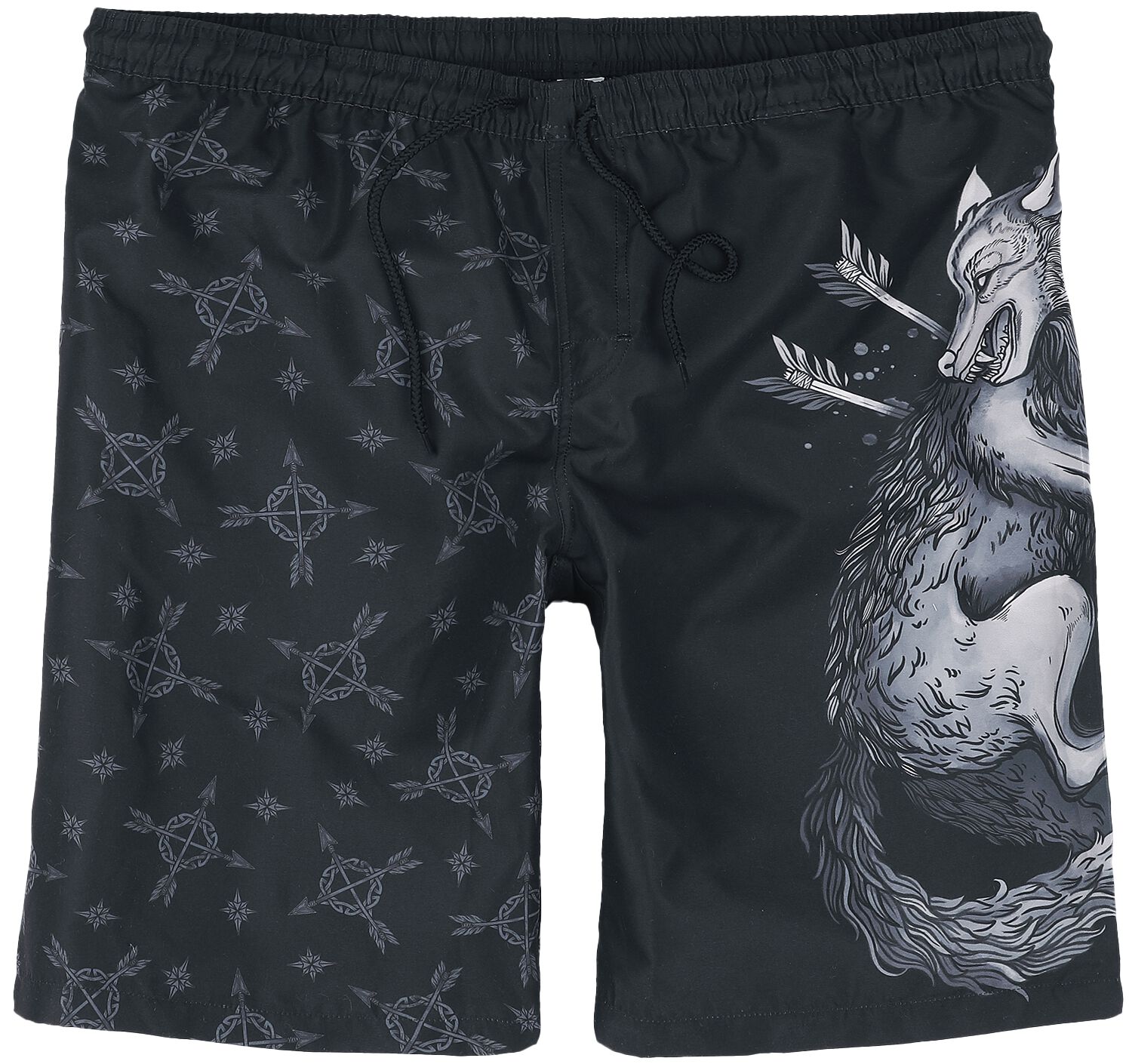 Swim Shorts With Wolf Print | Black Premium by EMP Short de bain