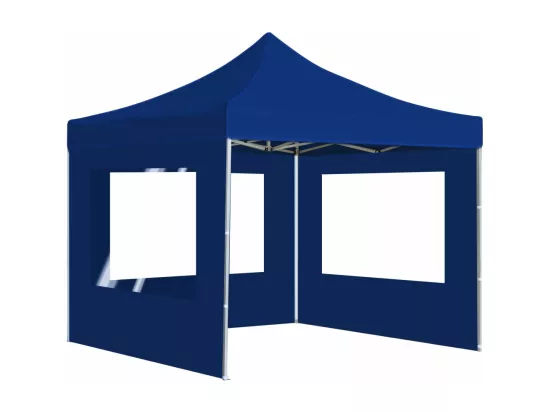 Tente de réception pliable avec parois Aluminium 2x2 m Bleu