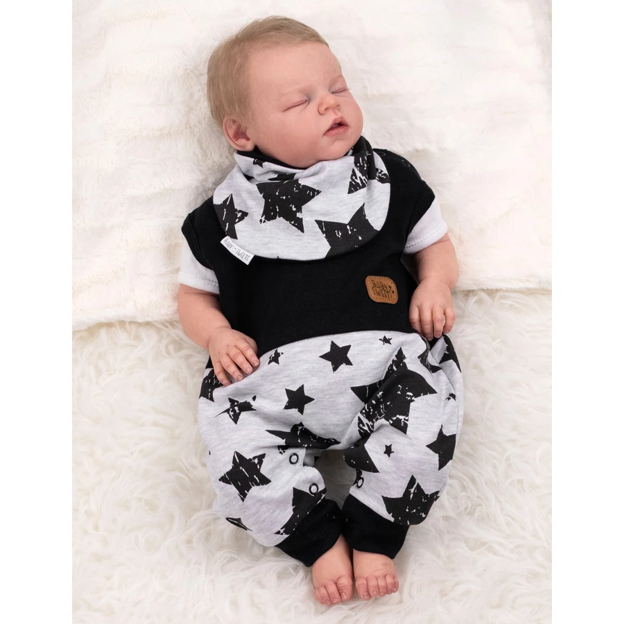 Baby Sweets 2tlg Set Strampler + Halstuch Lieblingsstücke Sterne schwarz grau