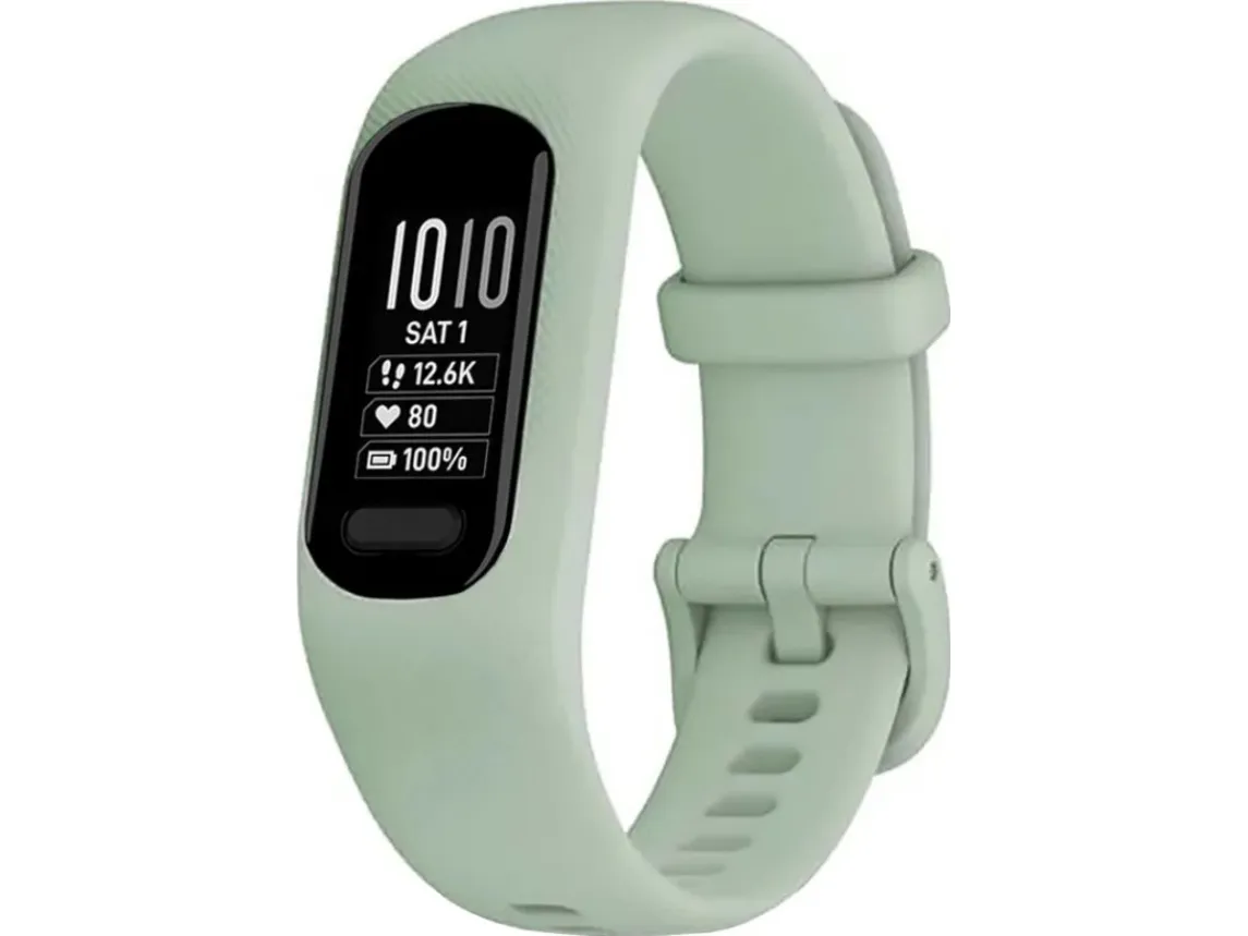 Garmin vívosmart 5 - Aktivitetssporer med bånd - silikone - kølig mynte - båndstørrelse: S/M - monokrom - Bluetooth, ANT  - 24.5 g