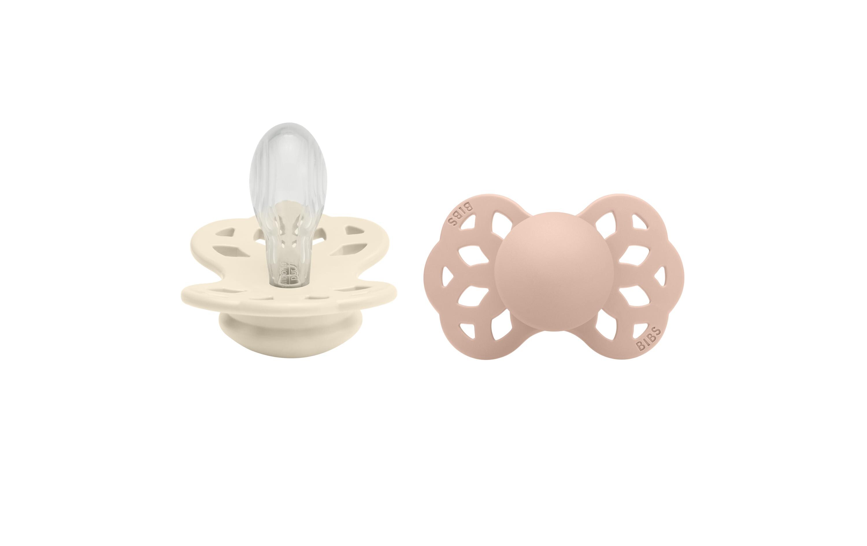 Nuggi symmetrisch 2er Set Ivory/Blush 0-6 Mt.Doppelpack Schnuller für Babys