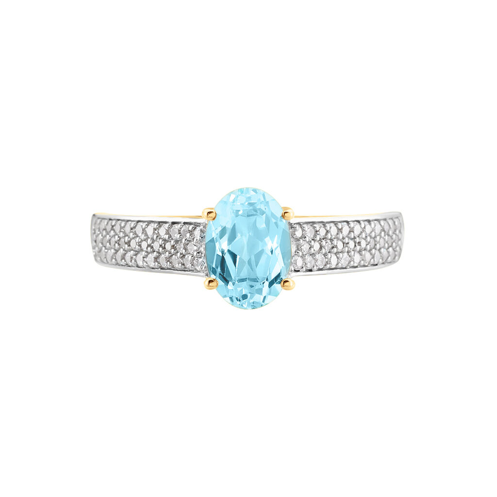 Bague Solitaire Crista Or Jaune Topaze Et Oxyde
