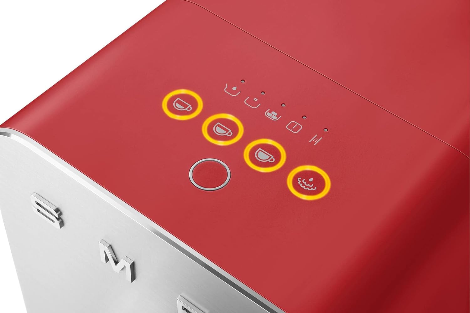 Smeg, Kaffeevollautomat mit Dampffunktion BCC02RDMEU, Dampfdüse, integriertes Mahlwerk, Thermoblocksystem, 1,4 l Tank, 19 Bar Pumpendruck, Kompaktmessungen, 1350W, Rot