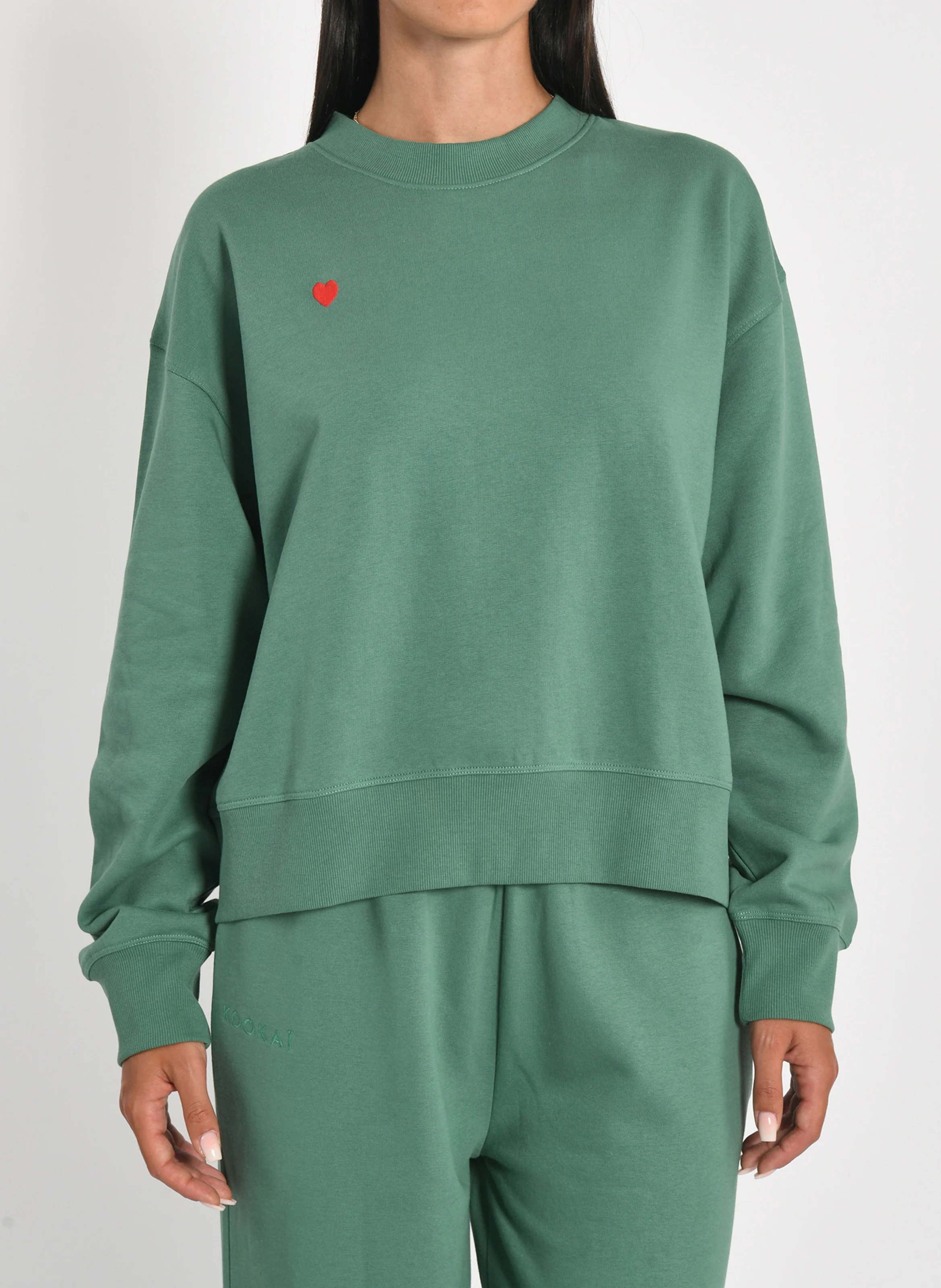 SUZY - Sweat ample en coton mélangé | Vert