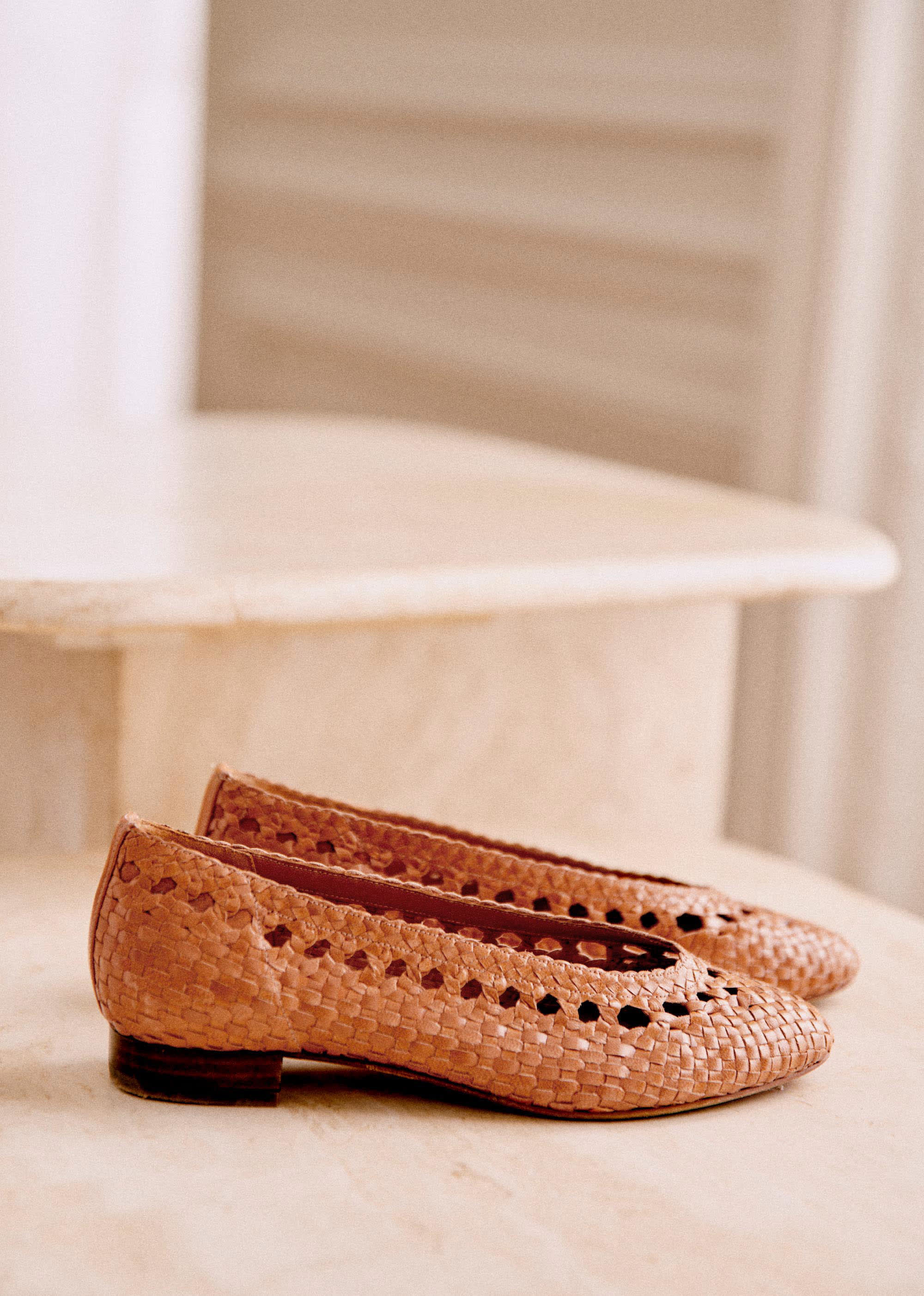 Ballerines Low Anya - Camel lisse tressé - SOULIERS/SOULIERS Babies 5906244