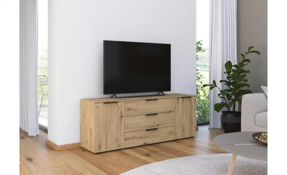 Sideboard Eiche Artisan (Nachbildung) Eiche Artisan (Nachbildung) Front: Dekor, Oberboden: Dekor Graphit