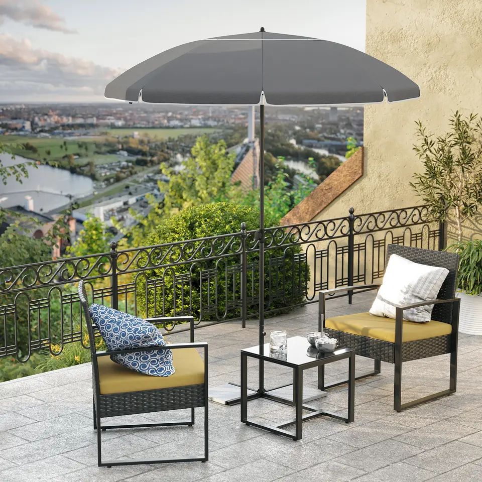 Stokparasol - Strandparasol - Ø 200 cm - Kantelbaar - met Draagtas - Grijs