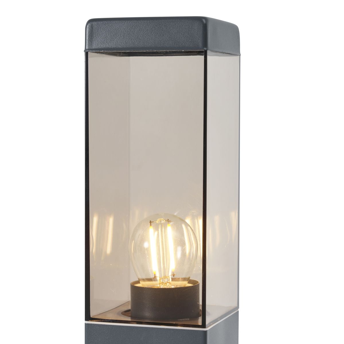 Buitenlamp donkergrijs met smoke glas 45cm IP44 met stopcontact en bewegingssensor - Malios