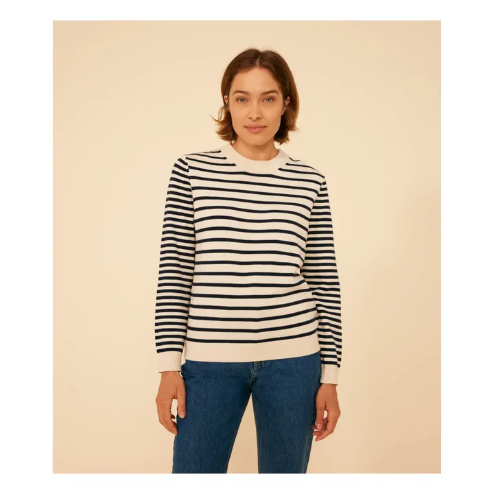 Petit Bateau Pull Marinière Muckily - Collection Femme | Bleu marine