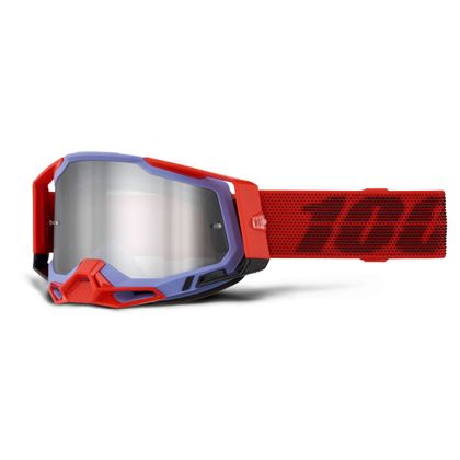 Masque cross 100% RACECRAFT 2 - CLEAT - IRIDIUM SILVER 2024 - Rouge / Bleu